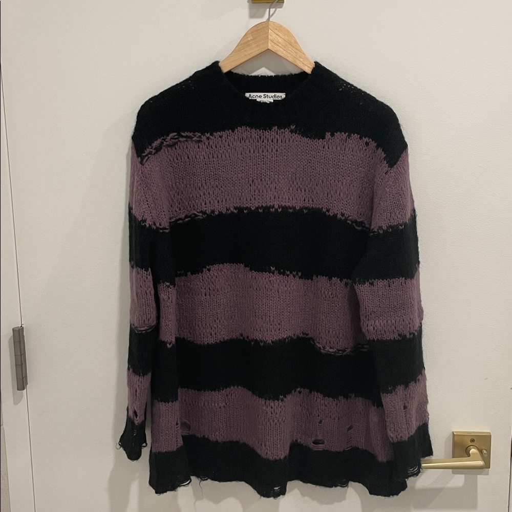 Acne Studios Striped Black and Purple Women's Sweater